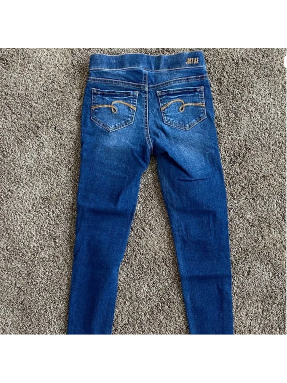 Justice Girls Jeans Blue Distressed Jegging Glitter Detail Size 7
